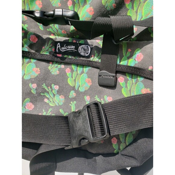 Anderson Supply Co Backpack Roll Top Custom Made In USA Black w/Cactus Flowers - Picture 13 of 16